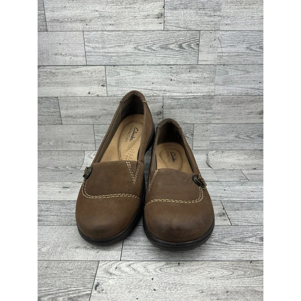 Clarks Collection Women Brown Leather Ultimate Comfort Loafers Sz 7.5 M